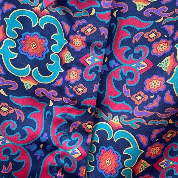 VTG Dalton 70s Jewel Tone Satin Bow Blouse XL Secretary Disco Boho Retro - Picture 3 of 6